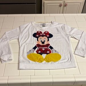 Disney Minnie Mouse White Sweatshirt with Red and Yellow Accents